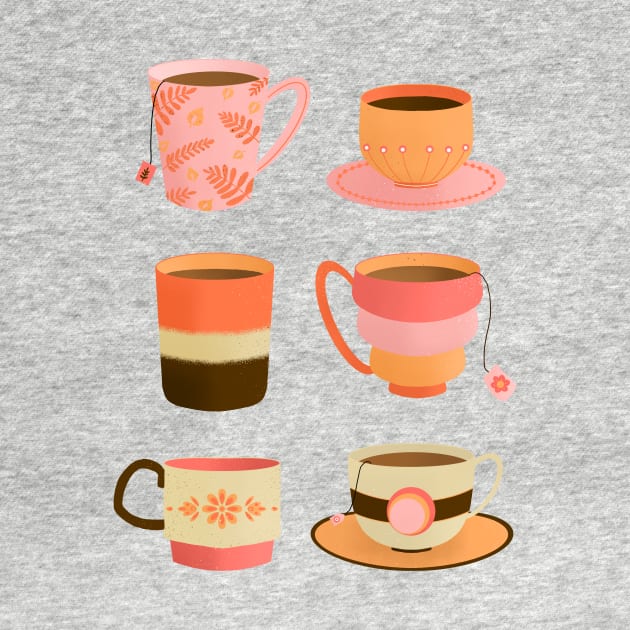 Orange and pink tea cups by Home Cyn Home 